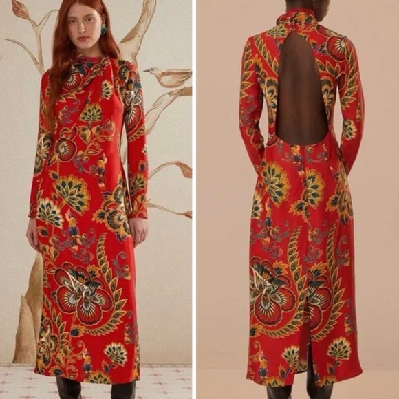 FARM Rio Vibrant Red and Blue Patterned Dress Parrots - Picture 6 of 16